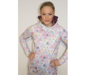 French Terry - Aquarell Herzen weiß flieder pastell